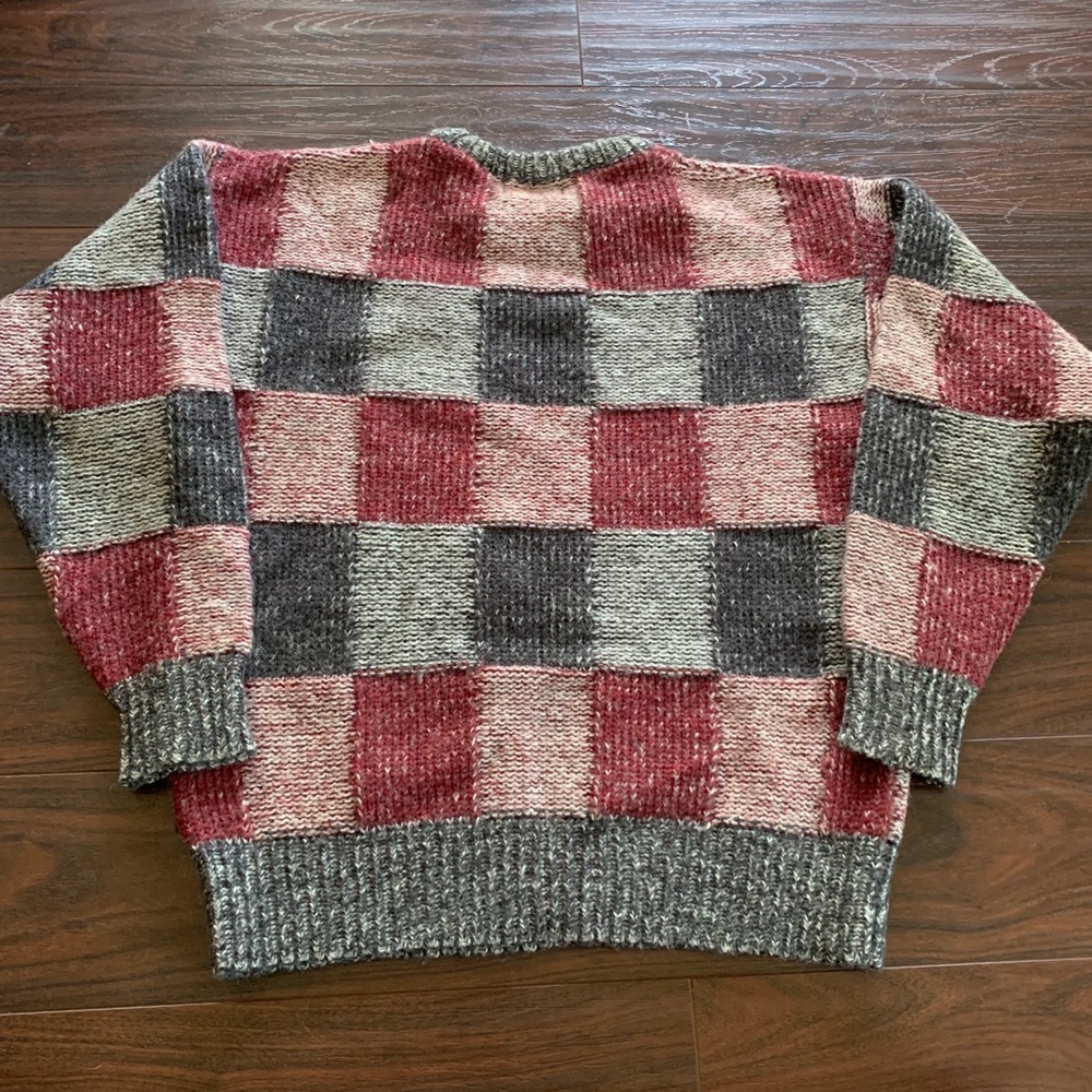 Geometric Patterned Sweater - Red and Gray - Picture 2 of 4